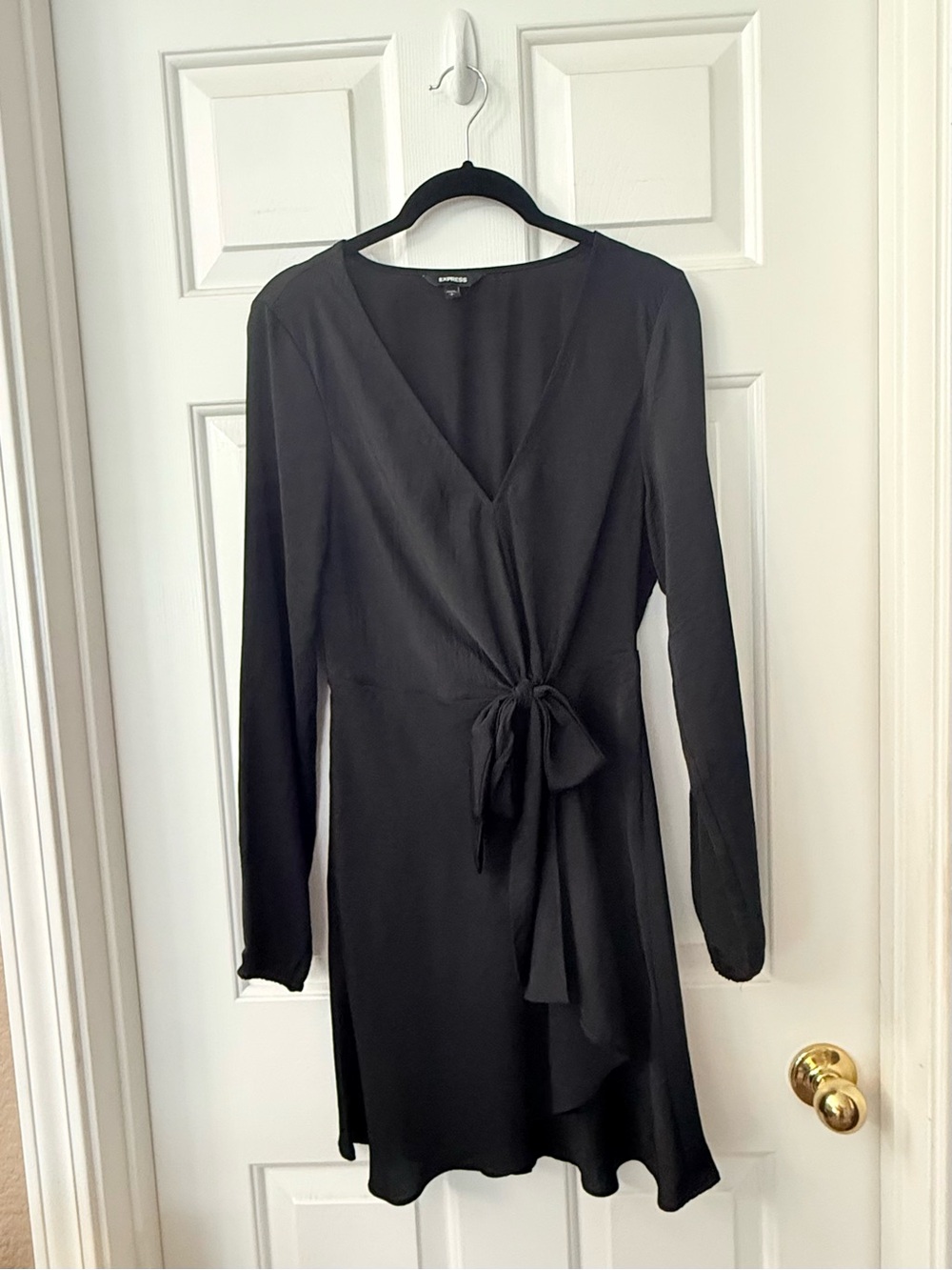 Express Black Long-Sleeve Fit-and-Flare Dress